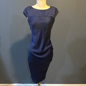 Cynthia Steffe Elegant Navy Blue Women's Silk Midi Dress. Size 2